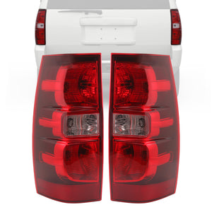 JDMSPEED Pair Red Clear Tail Lights NEW For Chevy Suburban Tahoe Brake Lamps 2007-2014