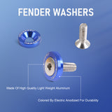 JDMSPEED New 20pcs Universal Blue Color Aluminum Fender Washer Engine Bay Dress Up Kit