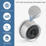 JDMSPEED 4X Trailer 1.98" Axle EZ Lube Grease Hub Cover Dust Cap Cup & Extra Rubber Plug