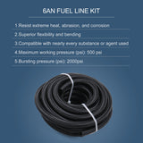 JDMSPEED AN6-6AN 3/8 Fitting Stainless Steel Nylon Braided Oil Fuel Hose Line Kit 20FT