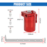 JDMSPEED 300ML Universal Baffled Catch Can Kit with 5FT 3/8 Inch Red Oil Catch Can