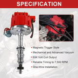 JDMSPEED For Ford FE HEI Distributor V8 Engines Red Cap 65000 Volt 352 360 390 427 428