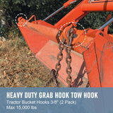 JDMSPEED NEW 2 Set Heavy Duty 3/8" Bolt On Grab Hooks For Loader Tractor Bucket Orange