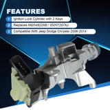 JDMSPEED Ignition Switch Cylinder Housing w/ 2Keys For Jeep Patriot Compass 2007-2017 New