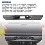 JDMSPEED Rear Bumper For 1999-2007 Chevy Silverado GMC Sierra 1500 1999-2004 2500