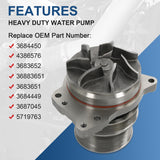 JDMSPEED Water Pump 3684450 3683651 NEW For Cummins ISX ISX15 QSX QSX15 Engines 4386576