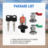 JDMSPEED Ignition Switch Lock Cylinder + 2X Door Lock Cylinder W/2 Logo Keys For Ford