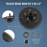 JDMSPEED New Trailer Brake Hub Drum Kit 5 on 4.5" 10" X 2-1/4" Fits 3500 lbs axle -22001K