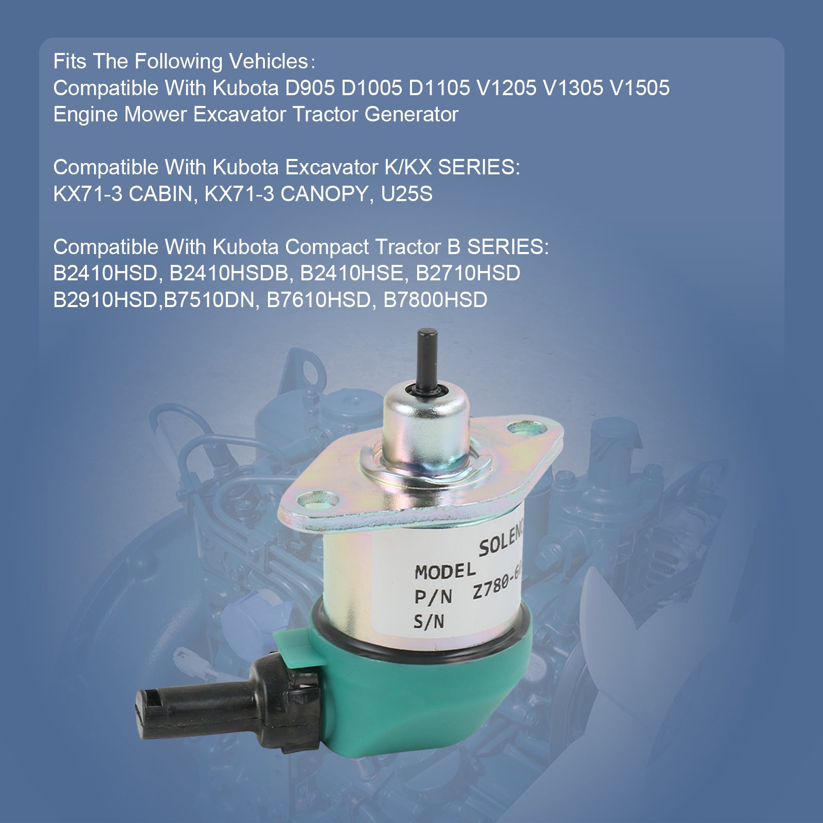 Électrovanne D'Arrêt De Carburant 12V Pour Moteurs Kubota - Modèle 17208-60016 En Acier Inox, Pour D905, D1005, V1205, Etc. - 14