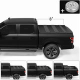 JDMSPEED 8FT Long Bed Lock Hard 3-fold Tonneau Cover For 2015-2019 FORD F-150