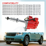 JDMSPEED For Ford FE HEI Distributor V8 Engines Red Cap 65000 Volt 352 360 390 427 428