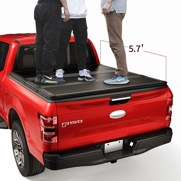 JDMSPEED 5.7ft Lock Hard Tri-Fold Tonneau Cover For 2009-2024 Ram 1500 2500 3500 5.7ft