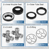 JDMSPEED Front Axle Seal and U Joints Kit For Ford F350 F250 Super Duty DANA 50 60 98-05