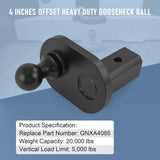 JDMSPEED Heavy Duty 4" Offset Extender W/ 2-5/16" Ball For Gooseneck Hitch steel GNXA4085