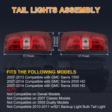 JDMSPEED Pair Red Clear Tail Lights NEW For Chevy Suburban Tahoe Brake Lamps 2007-2014