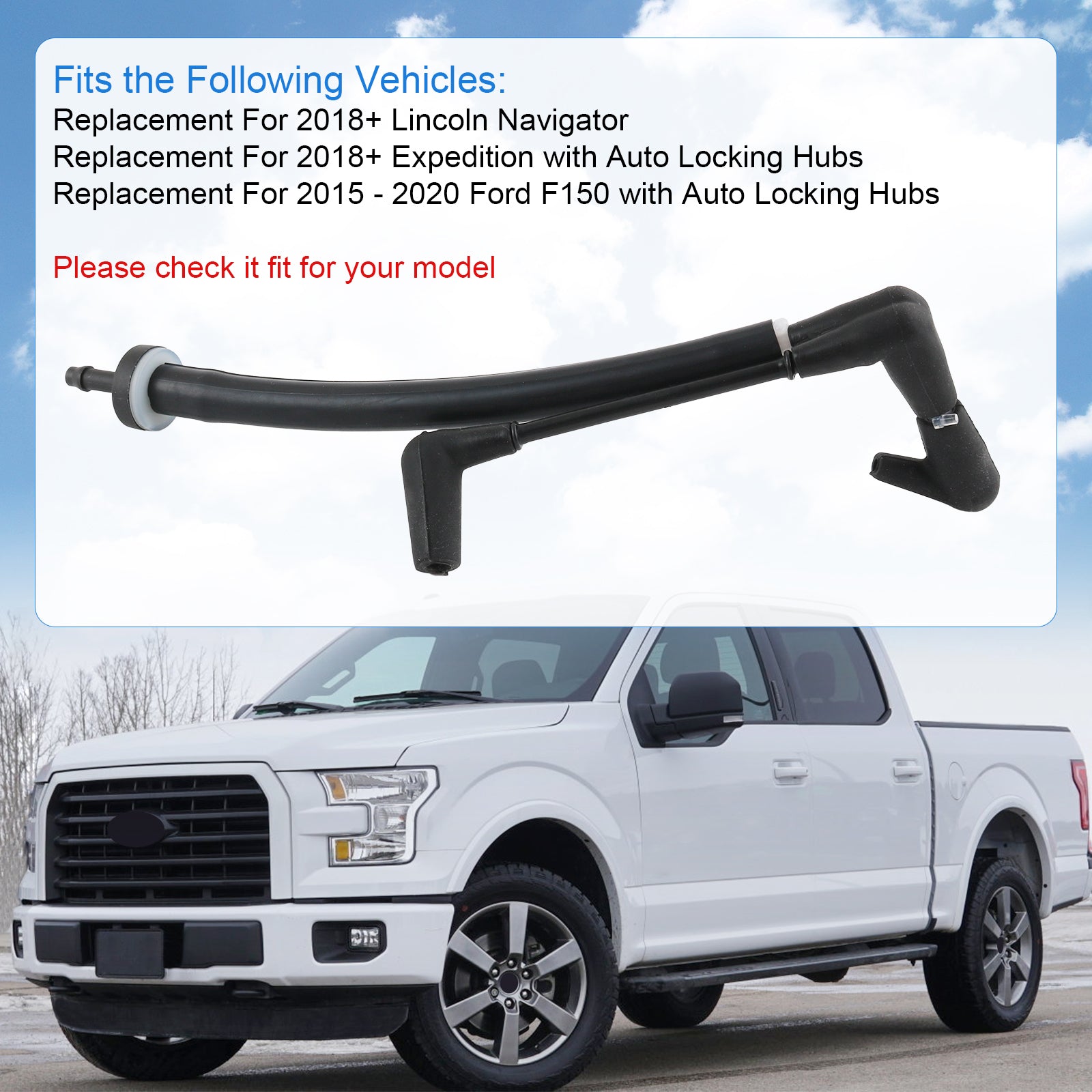GoaMotors Auto Hub Lock Vacuum Line Tube Check Valve & Vacuum Solenoid Valve Fit For Ford F150 Expedition For Lincoln Navigator, Replace 926-390 - View #5