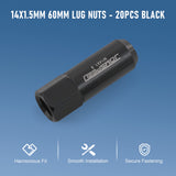 JDMSPEED Black 20PCS M14X1.5 60MM Extended Forged Aluminum Wheel Rim Tuner Racing Lug Nut