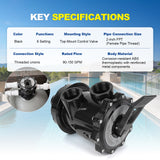 JDMSPEED Top Mount Valve SP071620T Black For Hayward Vari-Flo XL S360T2 S270T2 S310T2