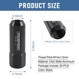 JDMSPEED Black 20PCS M14X1.5 60MM Extended Forged Aluminum Wheel Rim Tuner Racing Lug Nut