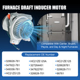 JDMSPEED HC21ZE125A Furnace Draft Inducer Motor Assembly Compatible with Carri 326628-761