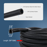 JDMSPEED AN6-6AN 3/8 Fitting Stainless Steel Nylon Braided Oil Fuel Hose Line Kit 20FT