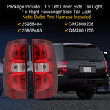 JDMSPEED Pair Red Clear Tail Lights NEW For Chevy Suburban Tahoe Brake Lamps 2007-2014
