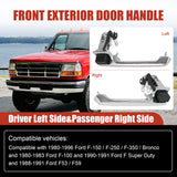 JDMSPEED Outer Door Handle Front Pair NEW For 1980-1996 Bronco 1980 - 1997 Ford Pickup
