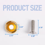 JDMSPEED 20pcs Gold Billet Aluminum Fender/Bolt Engine Bay Dress Up/Bumper Washer Kit