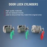 JDMSPEED For Ford Ignition Switch Lock Cylinder + (3) Door Lock Cylinder W/2 Logo Keys