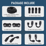 JDMSPEED AN6-6AN 3/8 Fitting Stainless Steel Nylon Braided Oil Fuel Hose Line Kit 20FT