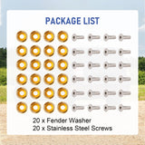 JDMSPEED 20pcs Gold Billet Aluminum Fender/Bolt Engine Bay Dress Up/Bumper Washer Kit