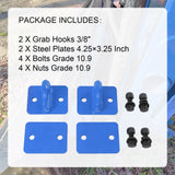JDMSPEED NEW Blue 2 Set Heavy Duty 3/8" Bolt On Grab Hooks Fits Loader Tractor Bucket