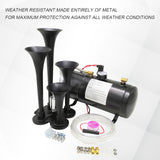JDMSPEED 150DB 4 Trumpet Air Train Horn 150 PSI Air Compressor Kit For Car Truck 12V