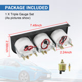 JDMSPEED 2" 52mm 3-in-1 Auto Car Triple Gauge Set NEW Water Temp Oil Pressure Volt Meter