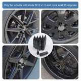 JDMSPEED 20PCS Black Cap Spiked Extended Tuner Aluminum M12X1.5 60mm Wheel Rim Lug Nuts