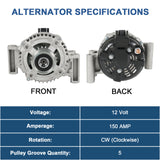 JDMSPEED Alternator Fits Chevrolet Malibu 2013-2019 Blazer Impala Buick Regal GMC 150A CW