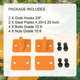 JDMSPEED NEW 2 Set Heavy Duty 3/8" Bolt On Grab Hooks For Loader Tractor Bucket Orange