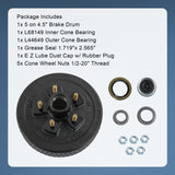 JDMSPEED New Trailer Brake Hub Drum Kit 5 on 4.5" 10" X 2-1/4" Fits 3500 lbs axle -22001K