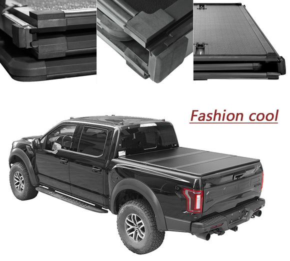 JDMSPEED Lock Hard Tri-Fold Tonneau Cover Fits For 2015-2019 Ford F-150 5.5ft Short Bed