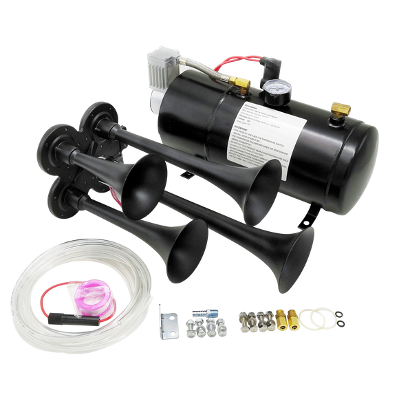 JDMSPEED 150DB 4 Trumpet Air Train Horn 150 PSI Air Compressor Kit For Car Truck 12V