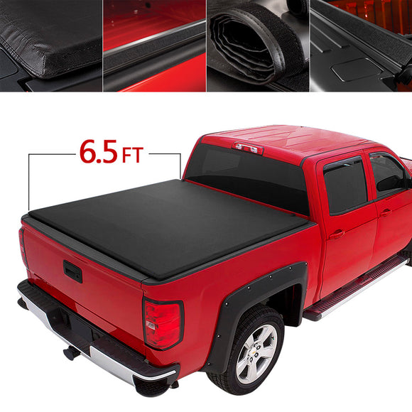 JDMSPEED Lock & Soft Roll Up Tonneau Cover For 04-14 Ford F-150 With 6.5ft / 78 inch Bed