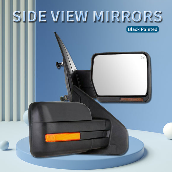 JDMSPEED L+R Power Heated Puddle LED Signal Towing Mirrors For 2007-2014 Ford F-150