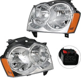 JDMSPEED Pair Headlights Chrome Lamps 4-Door NEW For Jeep 2005-2007 Grand Cherokee
