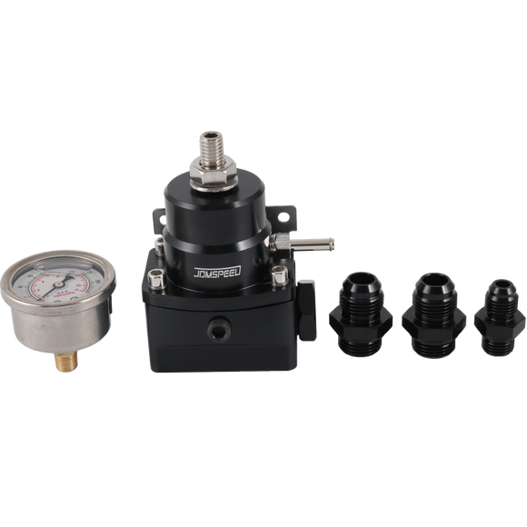 JDMSPEED AN8 AN6 BLACK Fuel Inject Pressure Regulator Kit W/ 0-160psi Oil Gauge 8AN EFI
