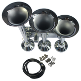 JDMSPEED CHROME LOUD 152DB 3 TRIPLE TRUMPET TRAIN AIR HORN METAL TRUCK/BOAT 12V or 24V