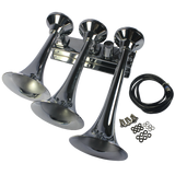 JDMSPEED CHROME LOUD 152DB 3 TRIPLE TRUMPET TRAIN AIR HORN METAL TRUCK/BOAT 12V or 24V