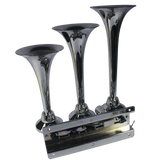 JDMSPEED CHROME LOUD 152DB 3 TRIPLE TRUMPET TRAIN AIR HORN METAL TRUCK/BOAT 12V or 24V