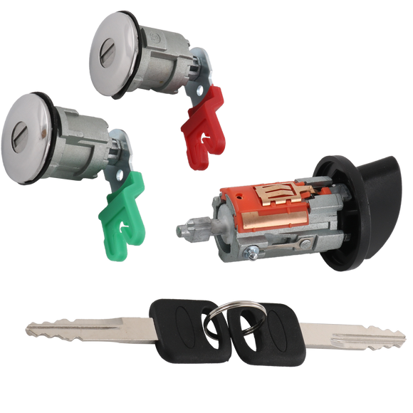 JDMSPEED Ignition Switch Lock Cylinder + 2X Door Lock Cylinder W/2 Logo Keys For Ford
