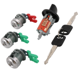 JDMSPEED For Ford Ignition Switch Lock Cylinder + (3) Door Lock Cylinder W/2 Logo Keys