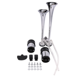 JDMSPEED Loud Dual Trumpet Train Air Horn System Kit Car/Truck/Boat 12V Chrome Color
